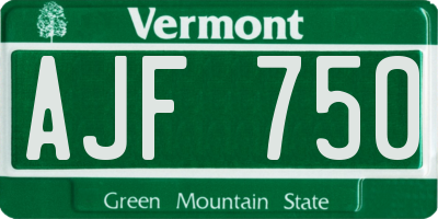 VT license plate AJF750