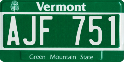 VT license plate AJF751