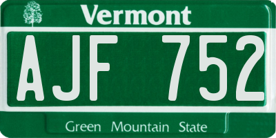 VT license plate AJF752