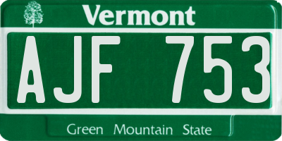 VT license plate AJF753
