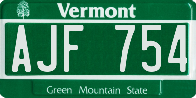 VT license plate AJF754