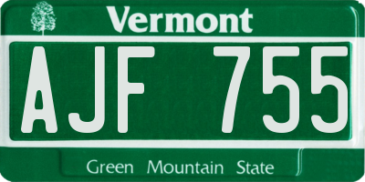VT license plate AJF755