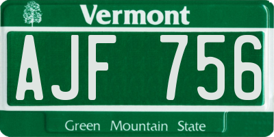 VT license plate AJF756