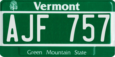 VT license plate AJF757