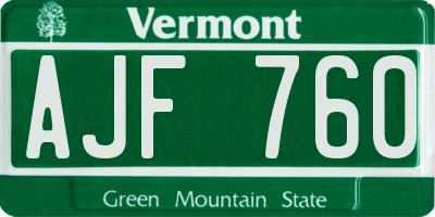 VT license plate AJF760