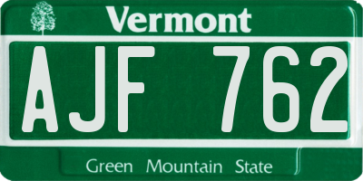VT license plate AJF762