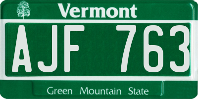 VT license plate AJF763