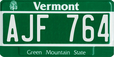 VT license plate AJF764