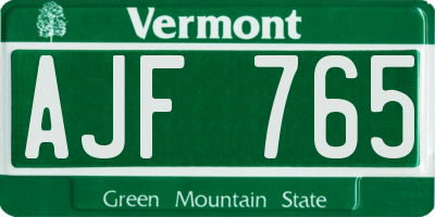 VT license plate AJF765