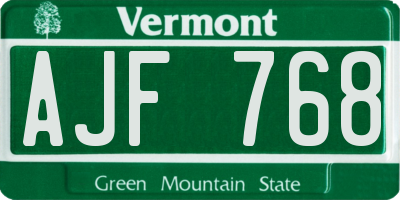 VT license plate AJF768