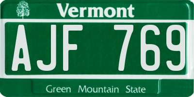VT license plate AJF769