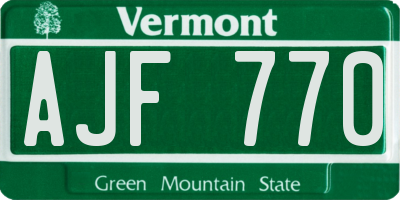 VT license plate AJF770