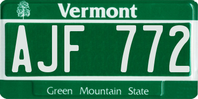 VT license plate AJF772