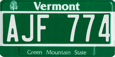 VT license plate AJF774