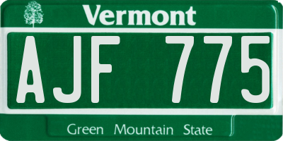 VT license plate AJF775