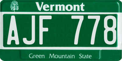 VT license plate AJF778