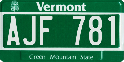 VT license plate AJF781