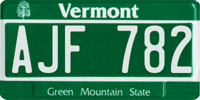VT license plate AJF782