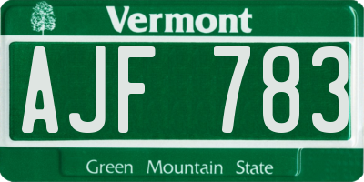VT license plate AJF783
