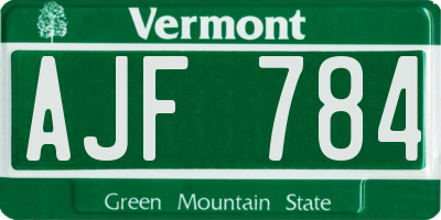 VT license plate AJF784
