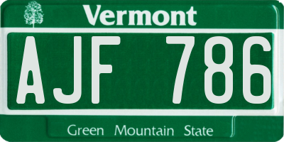 VT license plate AJF786
