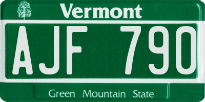 VT license plate AJF790