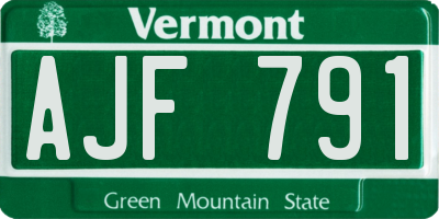 VT license plate AJF791