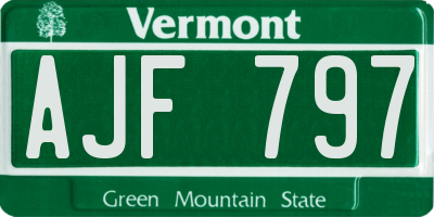 VT license plate AJF797