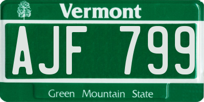 VT license plate AJF799
