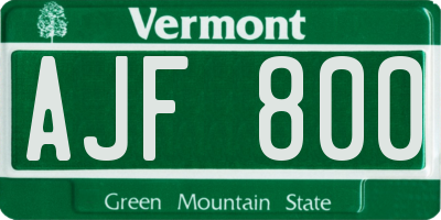 VT license plate AJF800