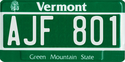 VT license plate AJF801