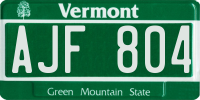 VT license plate AJF804