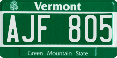 VT license plate AJF805