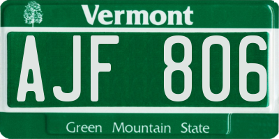 VT license plate AJF806