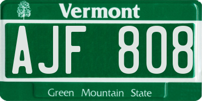 VT license plate AJF808