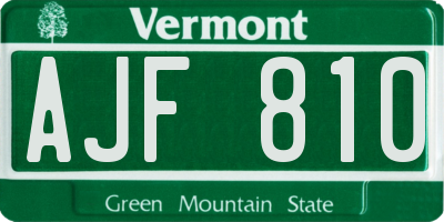 VT license plate AJF810