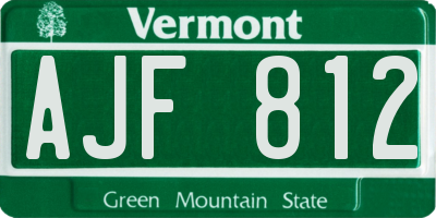 VT license plate AJF812