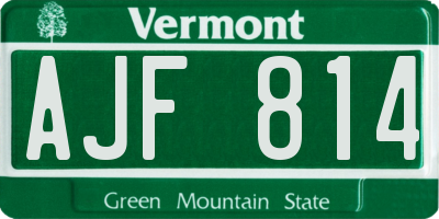 VT license plate AJF814