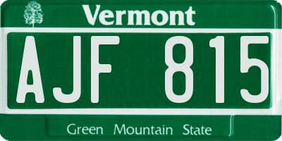 VT license plate AJF815
