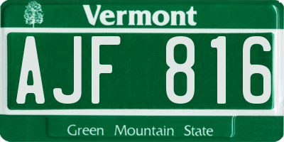 VT license plate AJF816