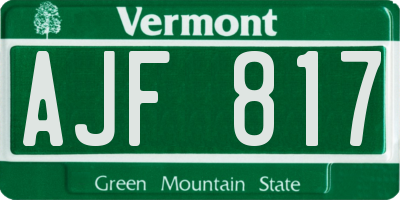 VT license plate AJF817