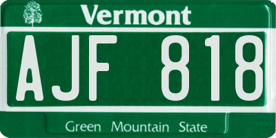 VT license plate AJF818