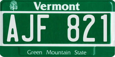VT license plate AJF821