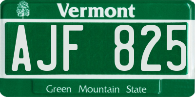 VT license plate AJF825