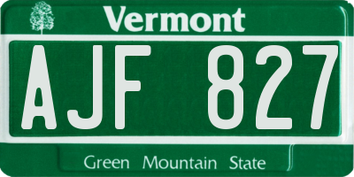 VT license plate AJF827