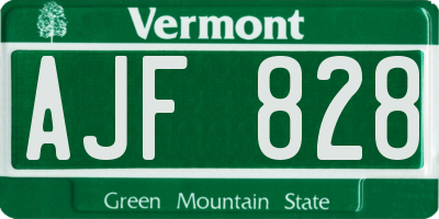 VT license plate AJF828