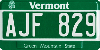 VT license plate AJF829