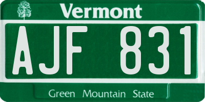 VT license plate AJF831