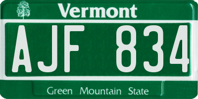 VT license plate AJF834