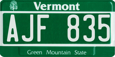 VT license plate AJF835